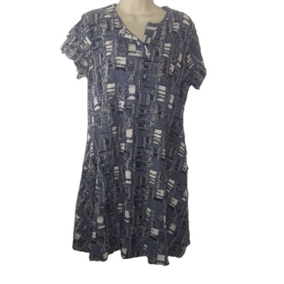 V by Violet Weekend Distressed Patchwork Dress with Pockets - Picture 1 of 4